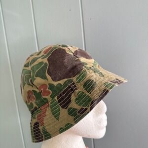 Vintage Duxbak Frog Skin Camo Bucket Hat 7 3/8 Duck Hunter Canvas Gorpcore